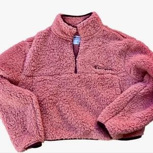 CHAMPION Pink Cropped Sherpa Jacket